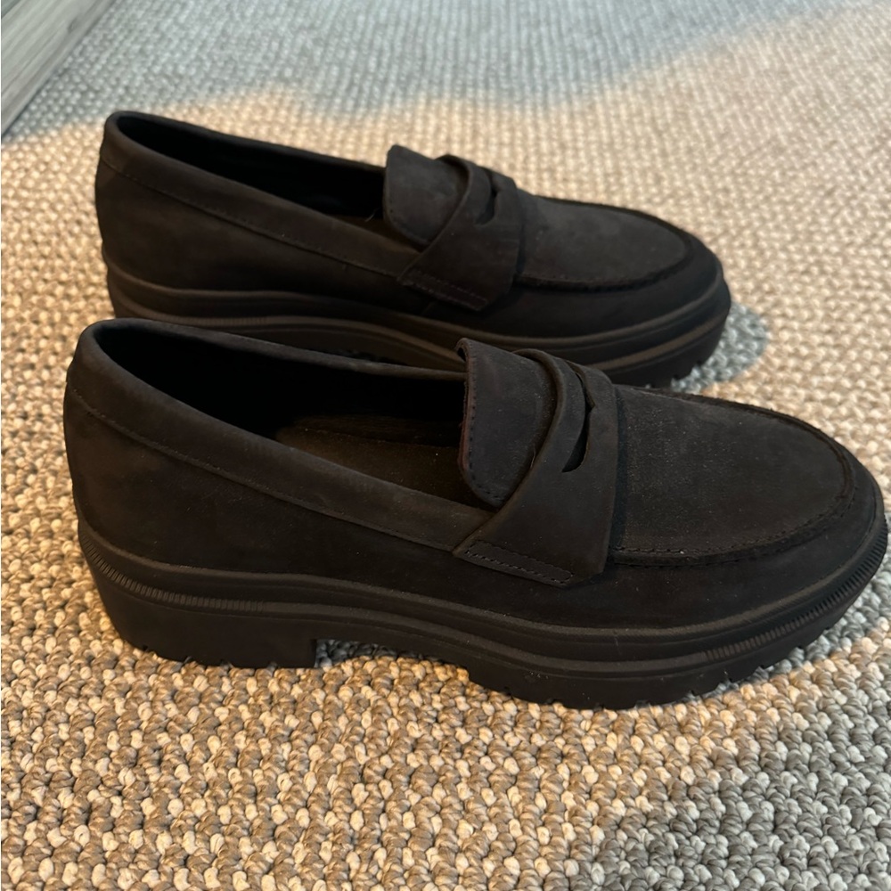 Black suede chunky loafers Portland Leather / Patina US 8.5